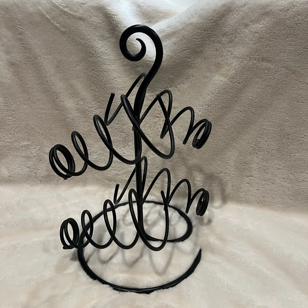 Spiral Metal 4 Bottle‎ Wine Rack - Table Top Wrought Iron 